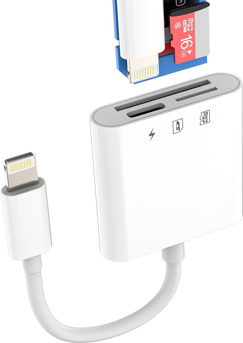 Dailygoods - Lightning SD-kaartlezer 3-in-1 voor iPhone en iPad