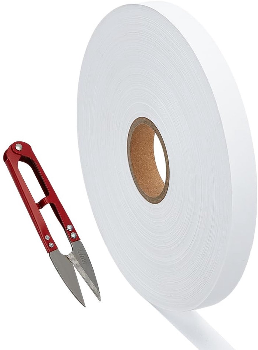 Dailygoods - 200 m Witte Kledingnaamlabels met Roestvrijstalen Schaar