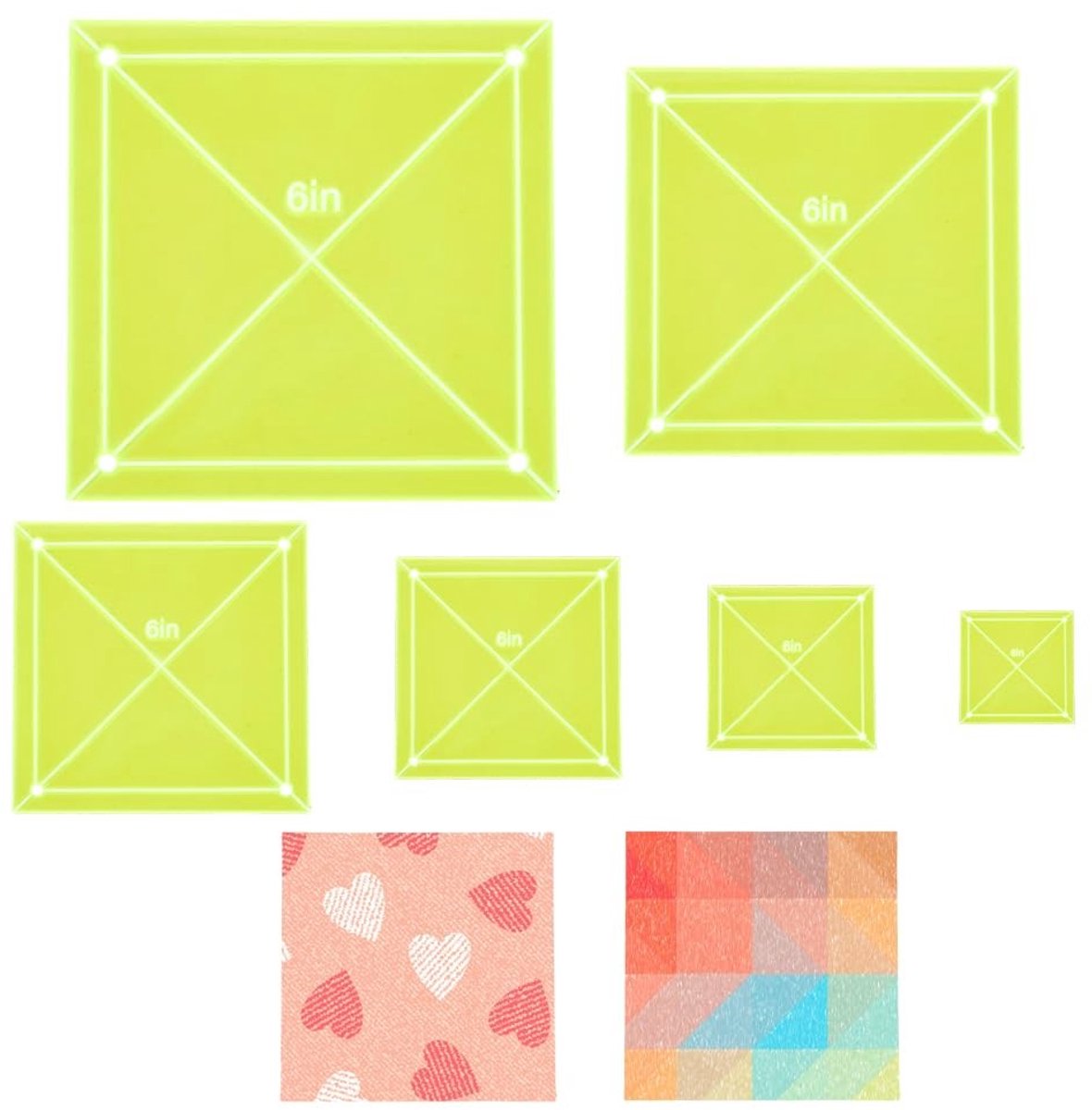 Dailygoods - Set van 6 Acryl Quilt Sjablonen 1-6 Inch voor Precisie Quilten