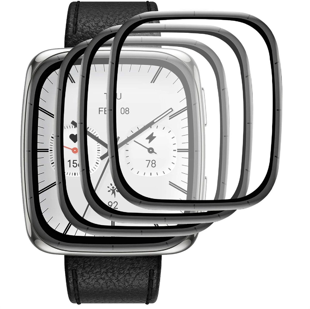 Dailygoods - Set van 3 Displaybeschermfolies voor Amazfit Active 2 Square