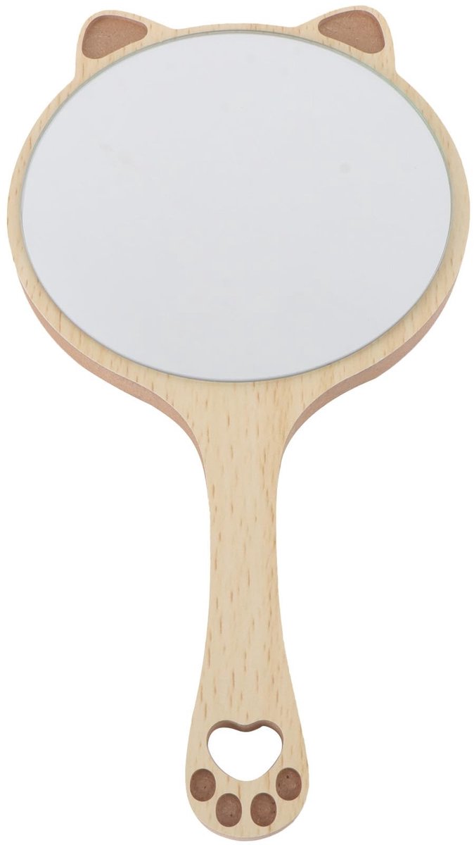 Dailygoods - Mini Handspiegel met Neon Lichten en Houten Frame - Kaki