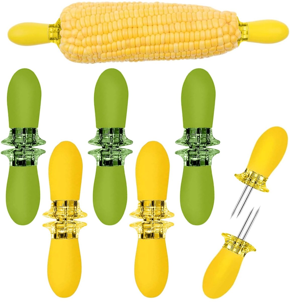 Dailygoods - Set van 12 Roestvrijstalen Maïskolfspiesen
