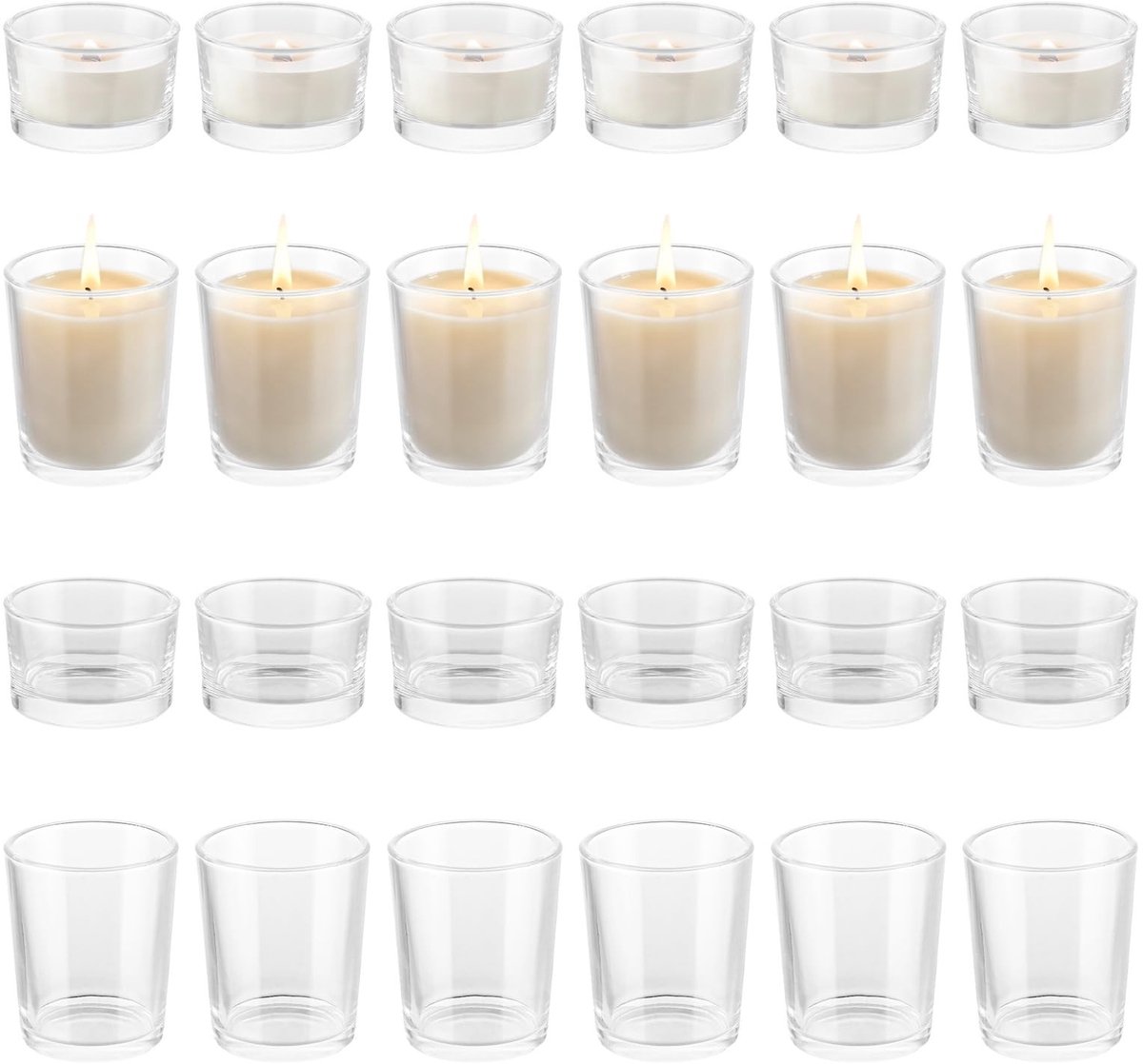 Dailygoods - Set van 24 Helder Glas Theelichthouders voor Tafeldecoratie