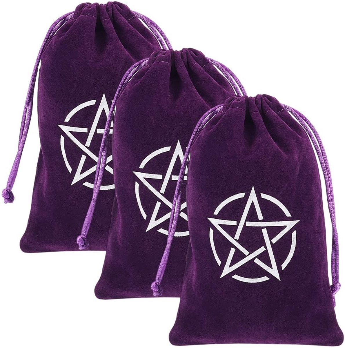Dailygoods - Set van 3 Fluwelen Opbergzakken voor Tarotkaarten