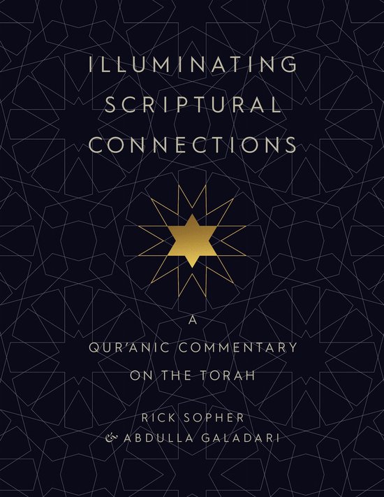 Boekomslag met goudkleurige ster op een donkerblauw geometrisch patroon. Titel: Illuminating Scriptural Connections.