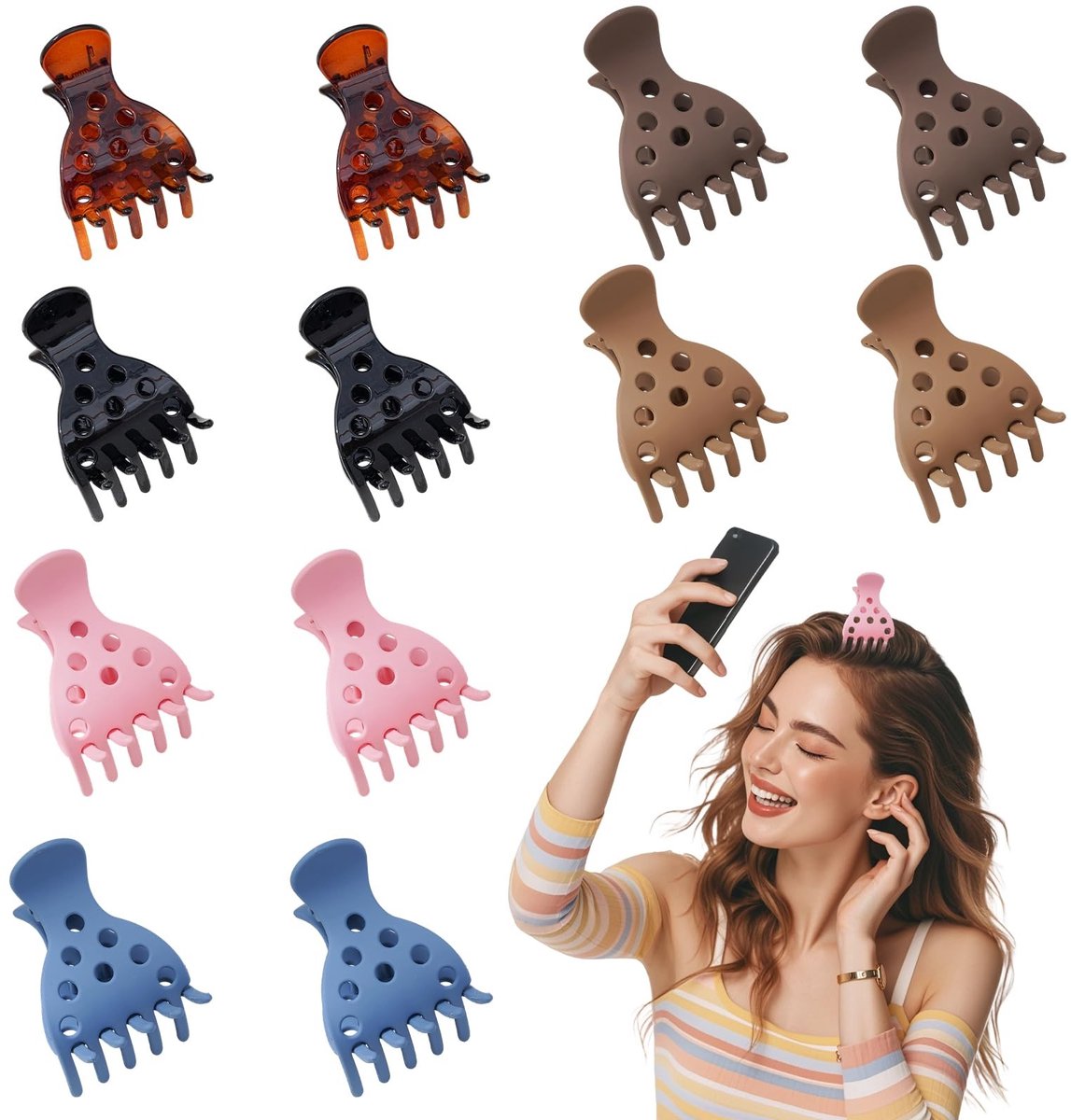 Dailygoods - Set van 12 Vintage Haarklemmen voor Volume en Stijl