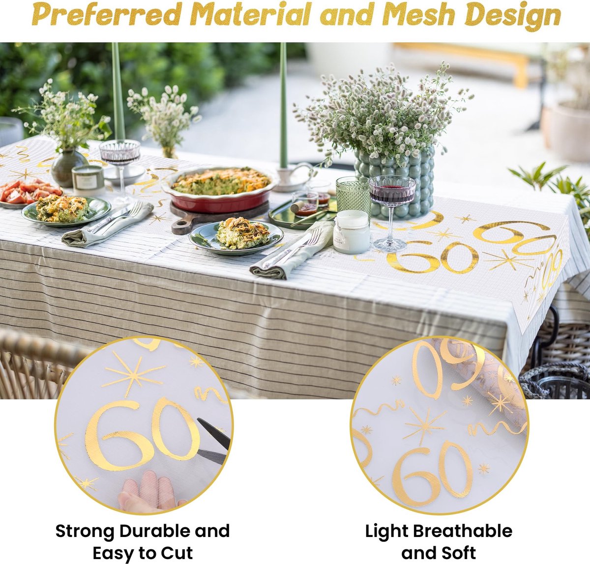 Dailygoods - Gouden Tafelloper van Polyester voor Verjaardagsfeesten
