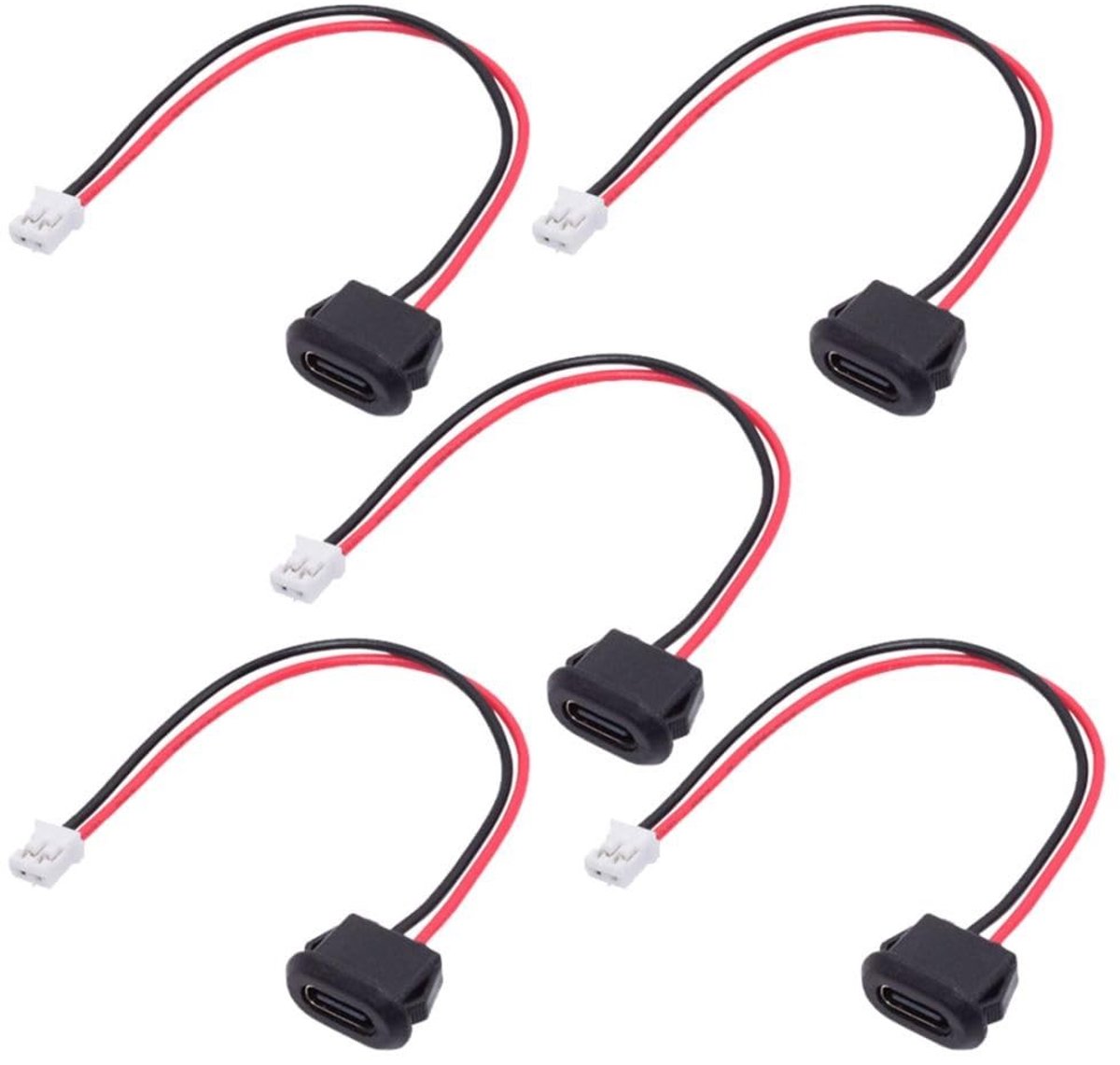 Dailygoods - Set van 5 USB C DC 5V 3A Inbouwlaadbussen Conversiekabels