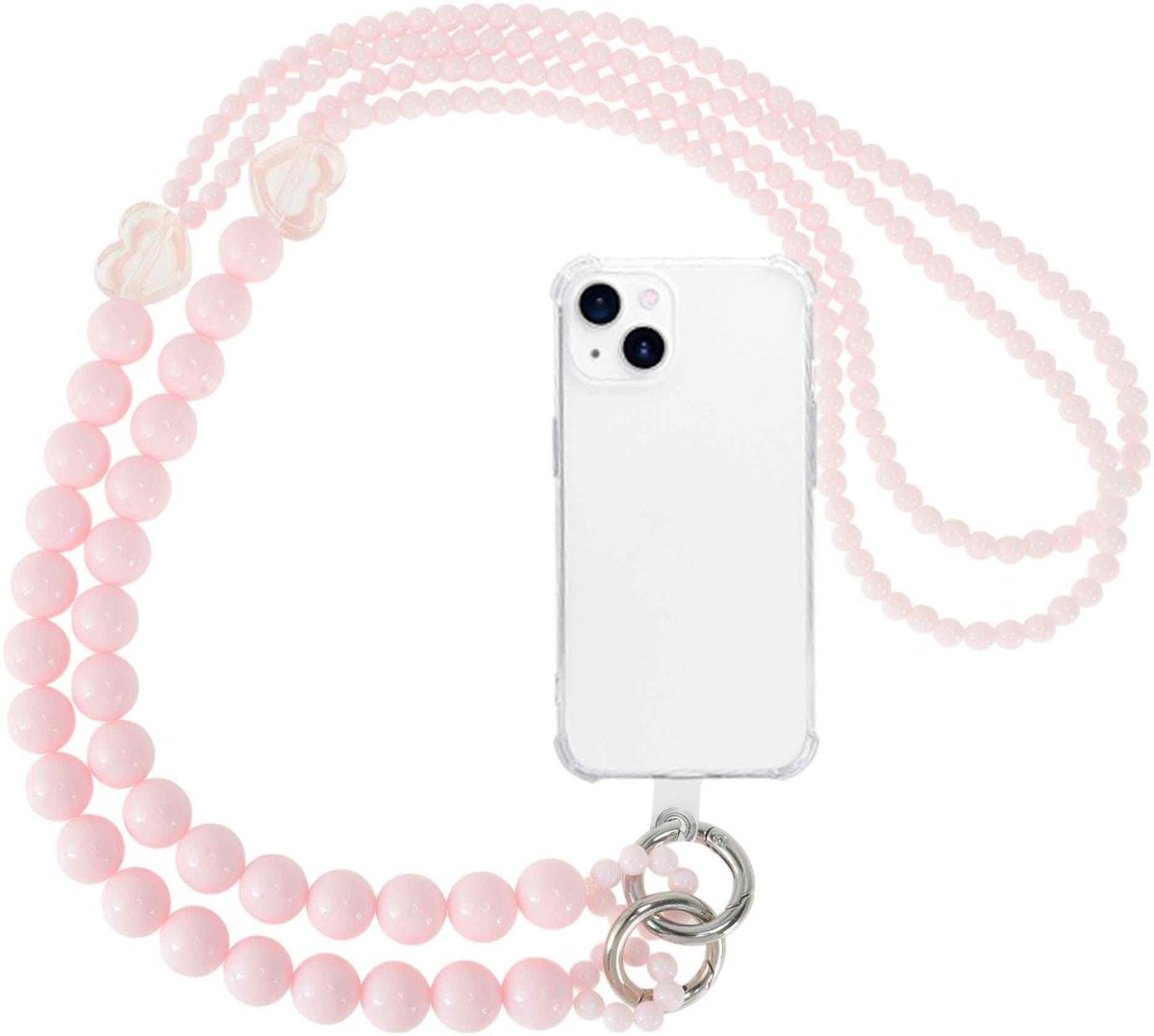Dailygoods - Decoratieve Telefoonketting met Acrylkralen in Lichtroze