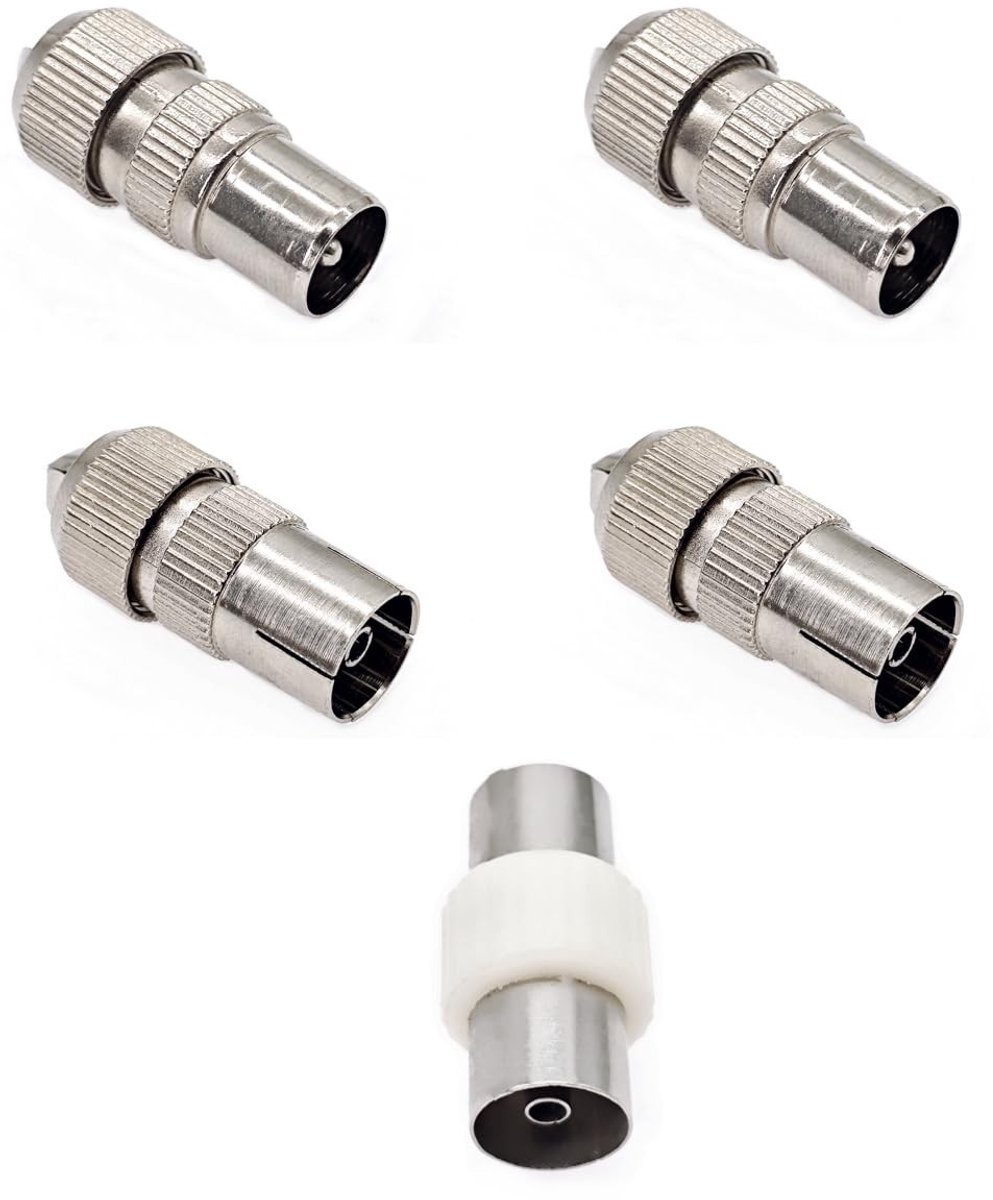 Dailygoods - Set van 5 TV Antenne Coaxkabel Connectoren