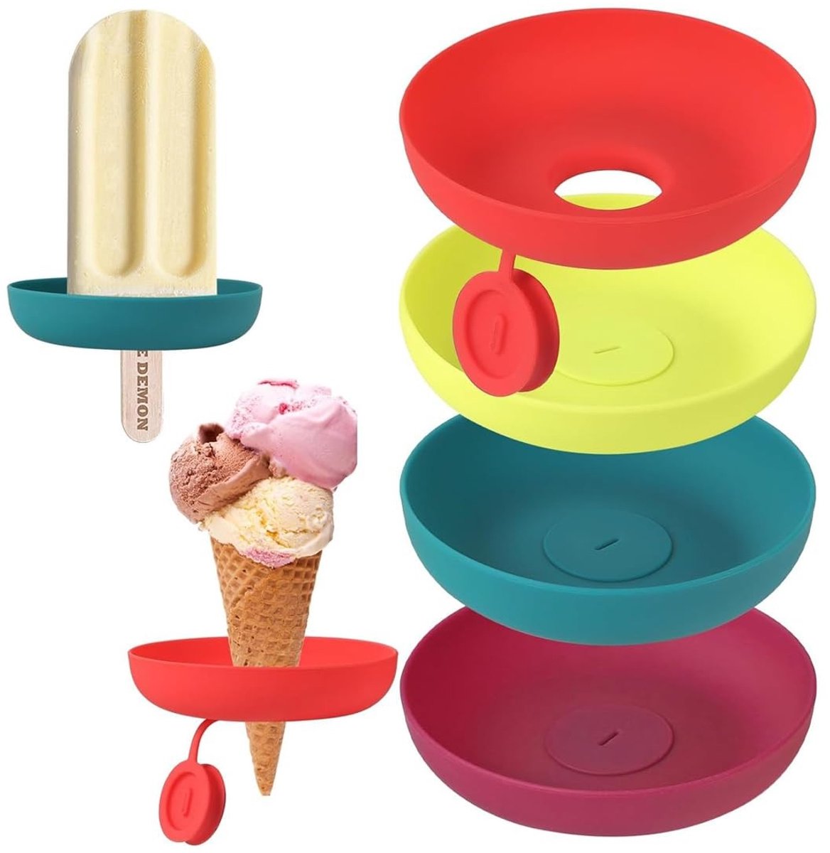 Dailygoods - Set van 4 Herbruikbare Druppelvrije IJsjeshouders voor Kinderen