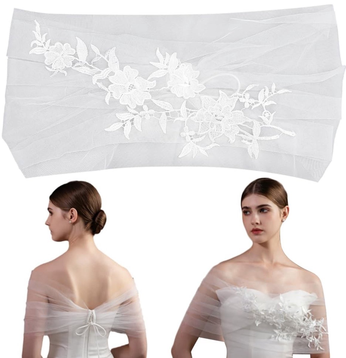 Dailygoods - Tule Bruids Sjaal Wrap voor Trouwjurk