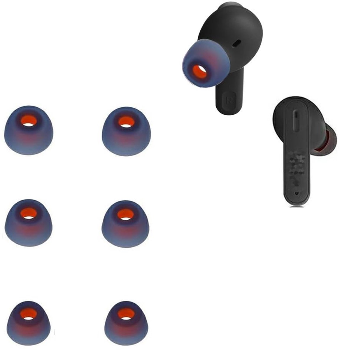 Dailygoods - Vervangende Siliconen Oordopjes voor In-Ear Hoofdtelefoons 6 Stuks