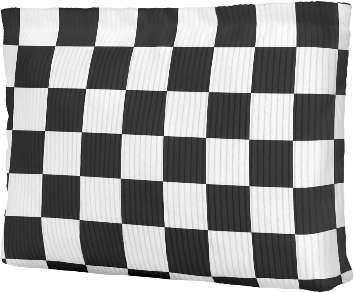 Schattige Katoenen Make-up Tas voor Vrouwen, Draagbare Cosmetica Tas voor Handtas, Multifunctionele Lichtgewicht Reis Toilettas met Rits en Portemonnee, Zwart-Wit Tartan/Gingham