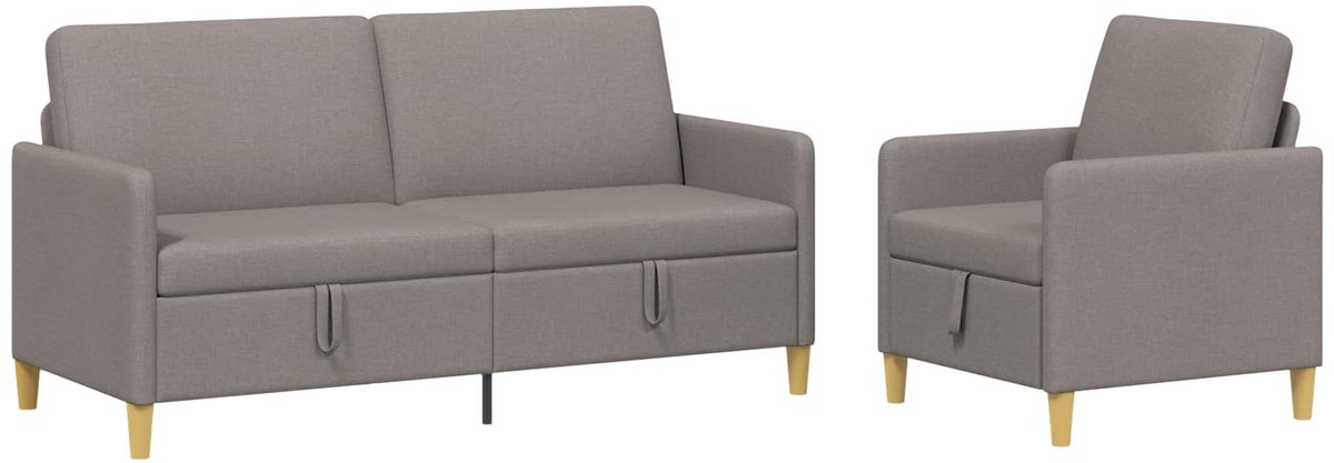vidaXL - Sofa - Set - Met - Opslag - 2 - st - Taupe - Polyester