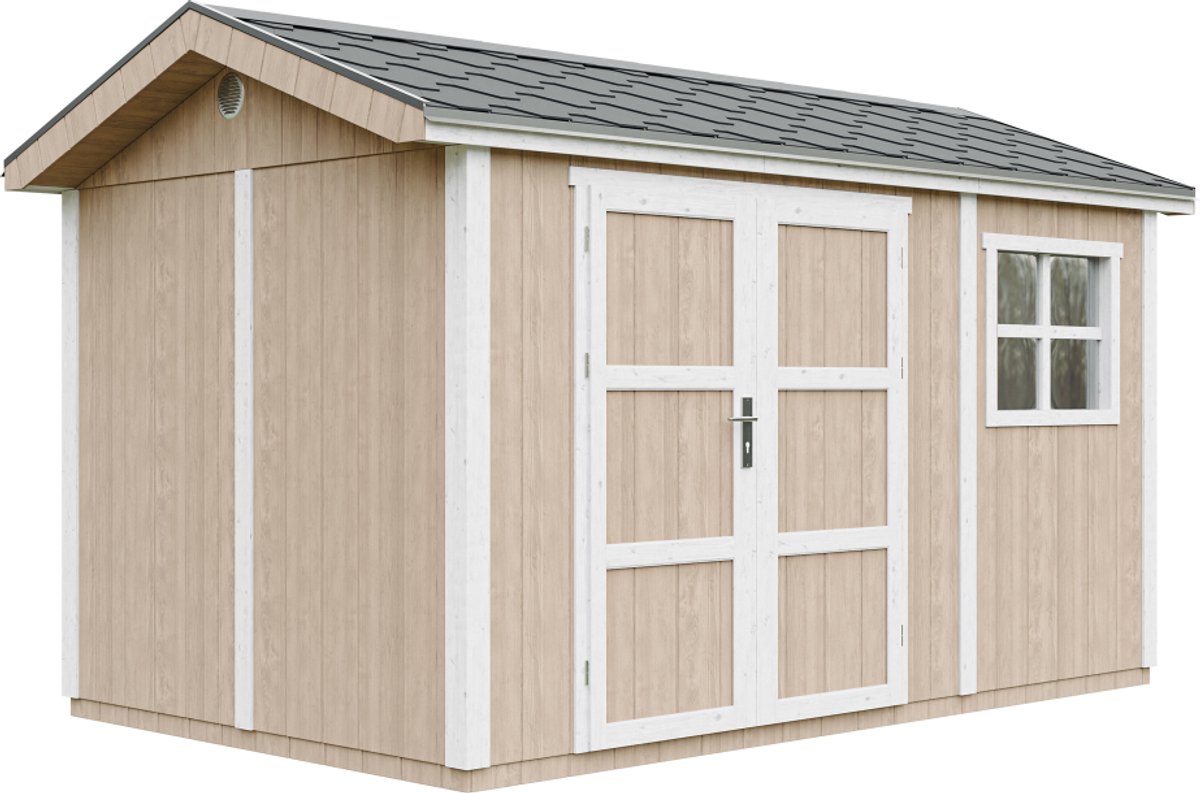 Timbela M914A-TERRA BROWN - LP SmartSide Tuinhuis op houtbasis - 8,68 m² - 250x412xH252 cm - met vloer en verf