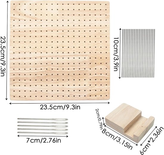 Blokken Set - Haak Blokken - Haken - Houten Basis - 20 Stuks - Houtkleur — afbeelding 3