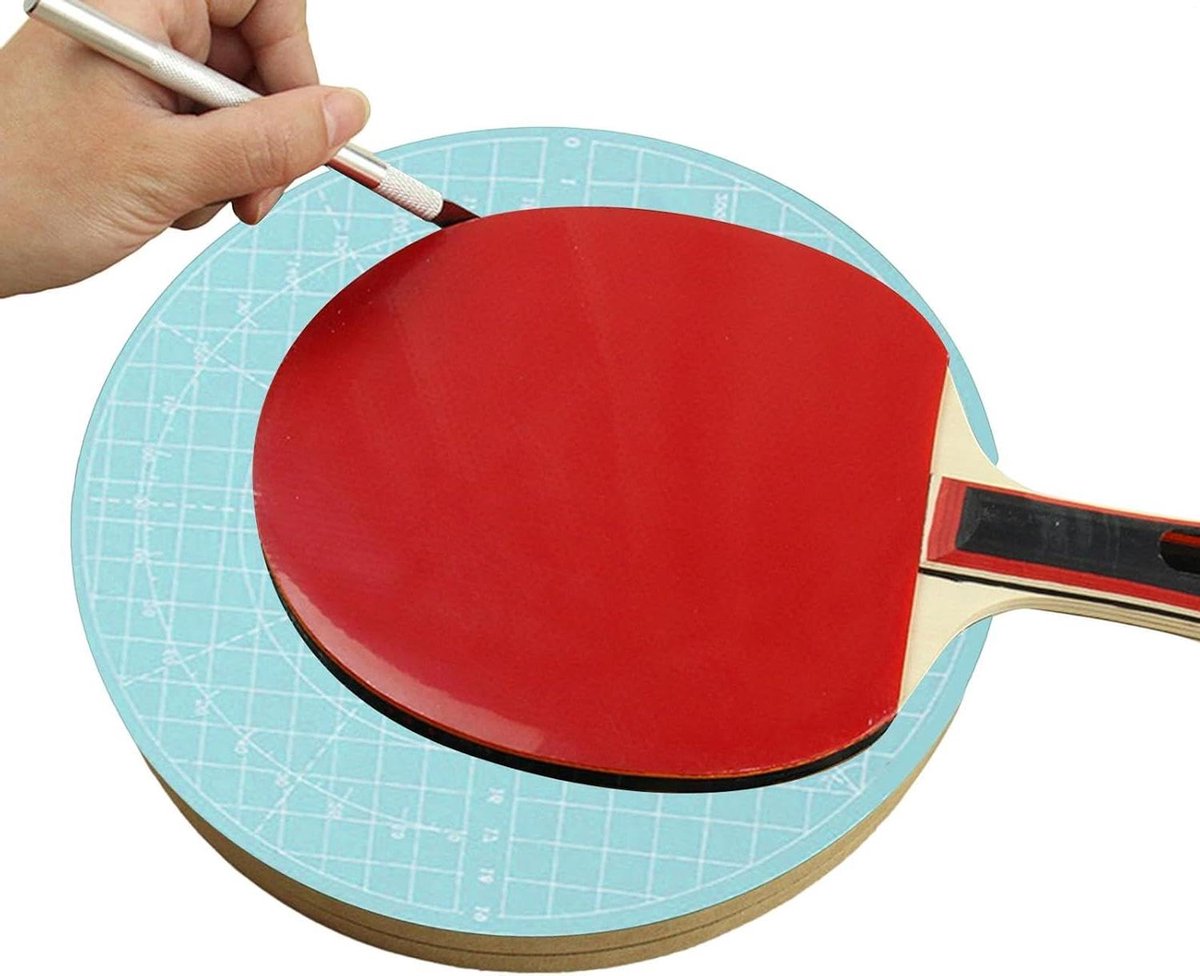 Tafeltennis Bekledingssnijder - Racket Snijbank - Rackets Maken - Draaibare Sokkel - 25 x 25 x 5 cm - N.v.t.