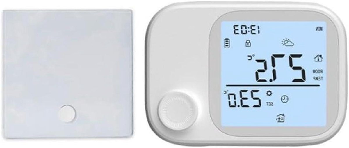 Slimme Thermostaat - Temperatuurregelaar - Comfort Verhoging - RF433 Draadloos - 118 mm breed - Wit
