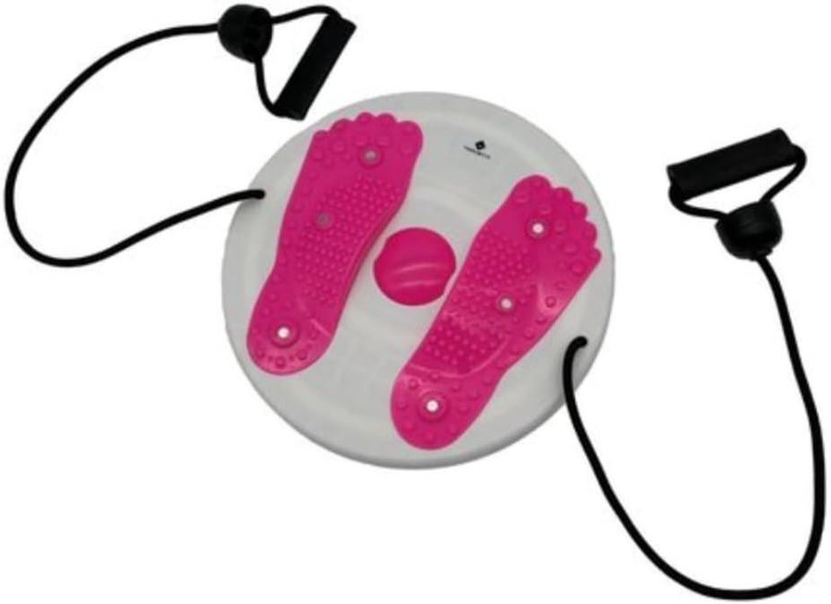 Twister Board - Buikspiertrainer - Thuissport - Met handgrepen en elastieken - Ruimtebesparend - Roze