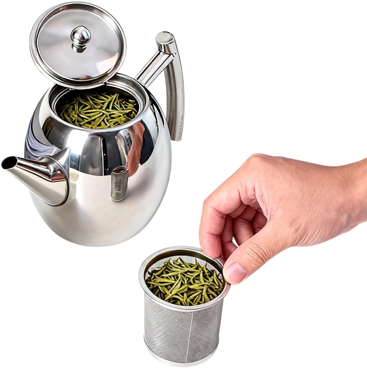 Dailygoods - Roestvrijstalen Theepot met Filter en Dampuitlaat