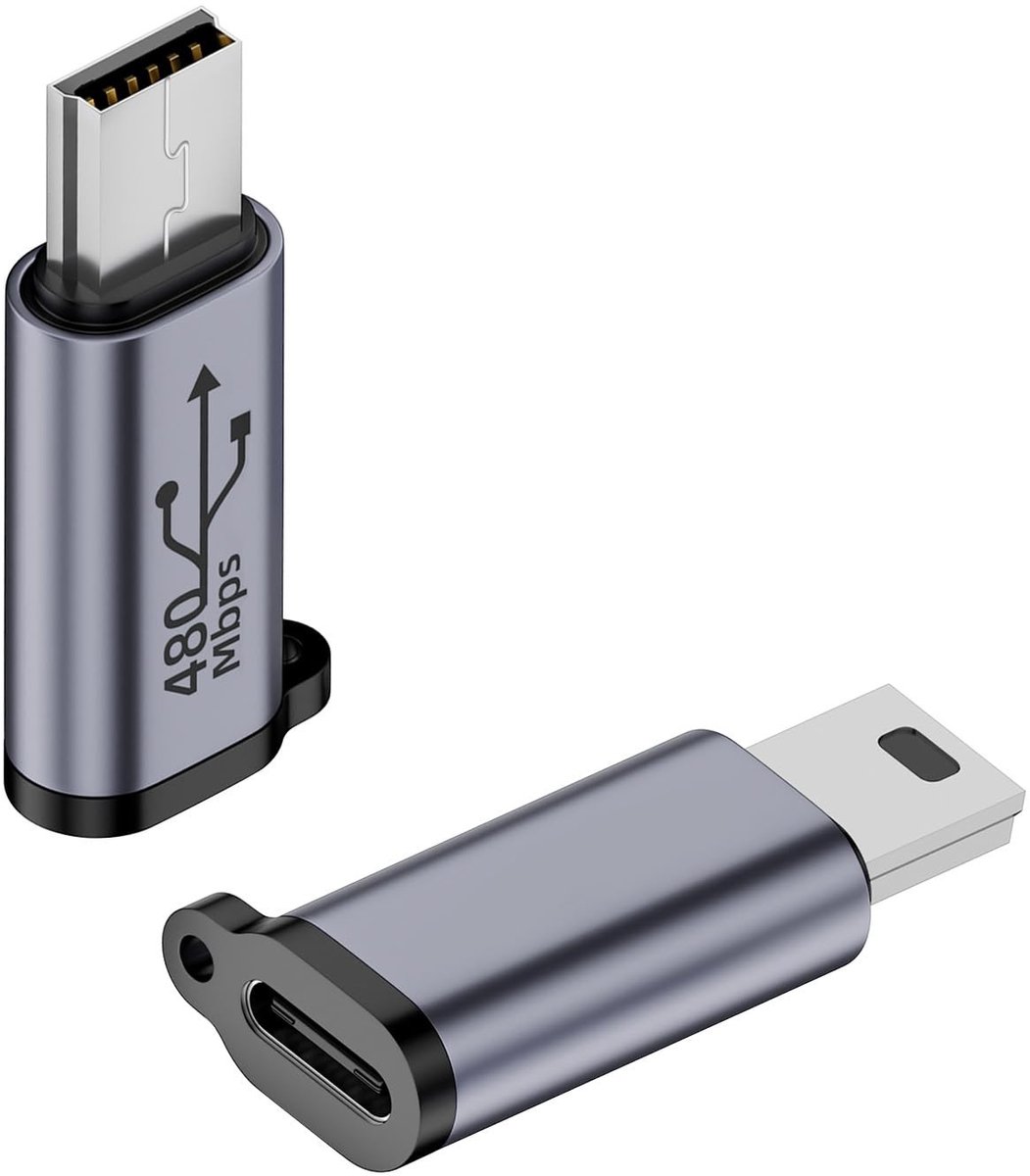Dailygoods - Cosensi - Mini USB naar USB C Adapter voor Opladen en Dataoverdracht