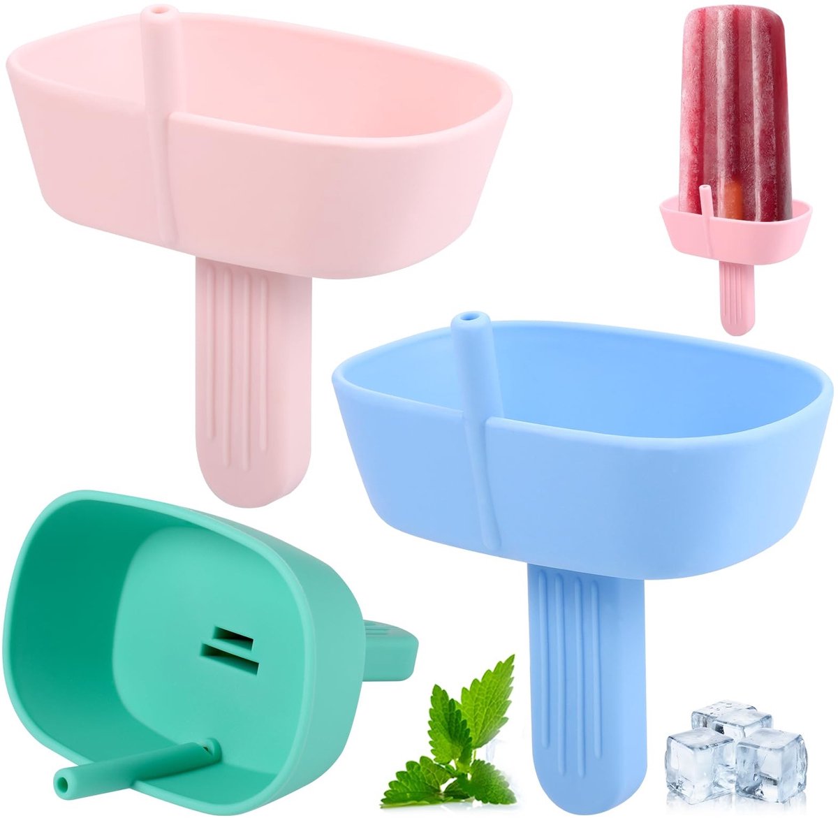 Dailygoods - 4 Stuks Herbruikbare Siliconen Ijlollyhouders