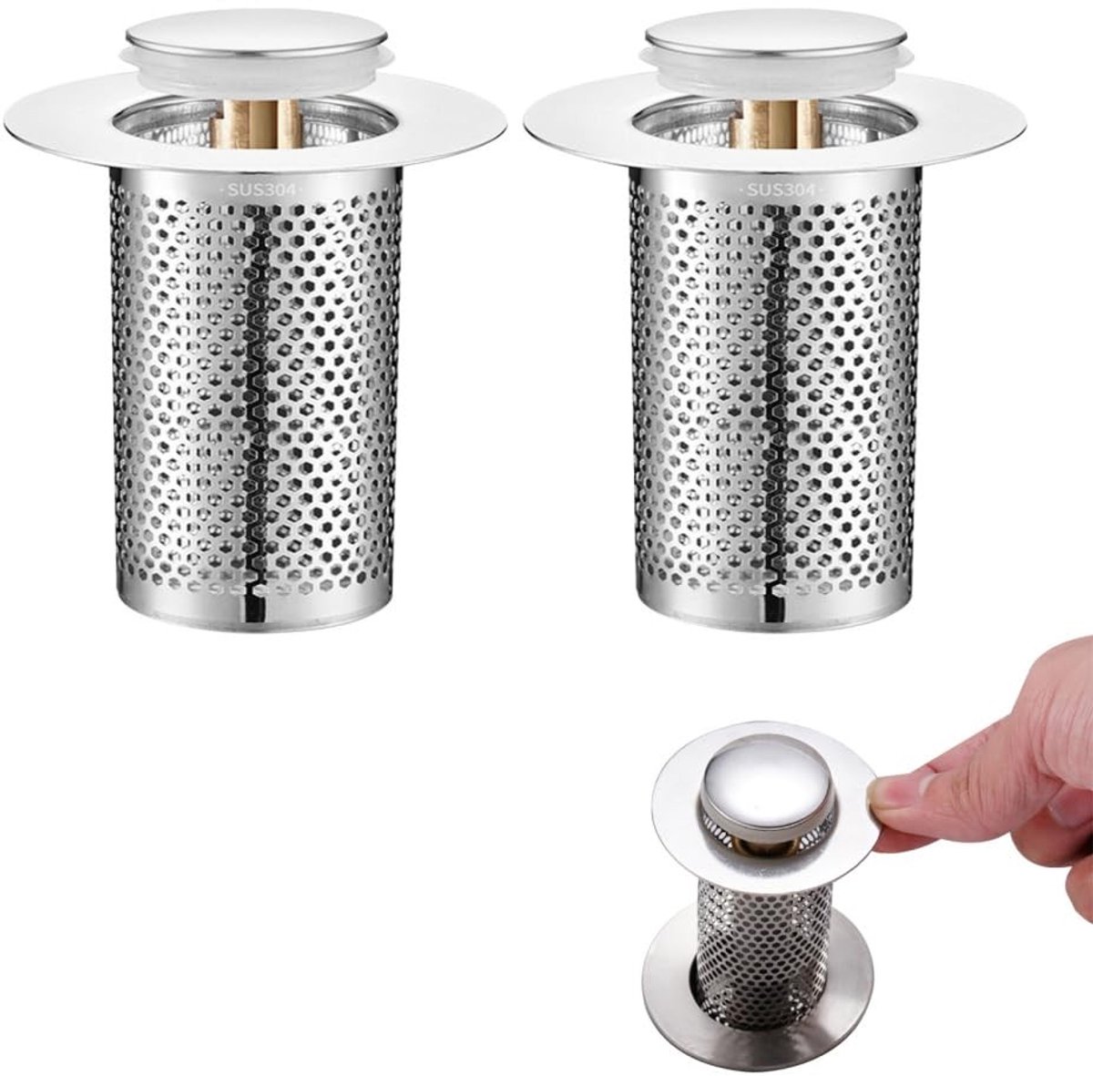 Dailygoods - Roestvrijstalen Gootsteenafvoerzeef met Terugslagkern