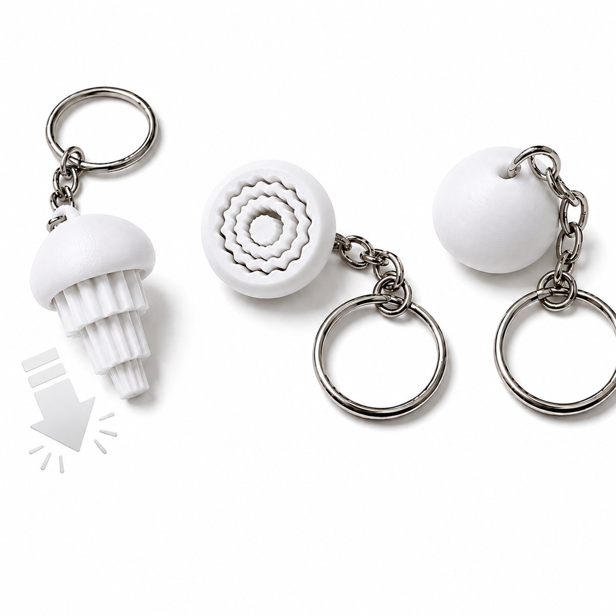 Jellyfish Fidget Toy Sleutelhanger - Anti Stress Speeltje Voor Kinderen En Volwassenen - Sensorisch Friemelspeeltje - Pocket Toy - Fidget Keychain - Cadeau Voor Autisme ADHD Stressvermindering - Print In Place Design - Compact Formaat - Wit