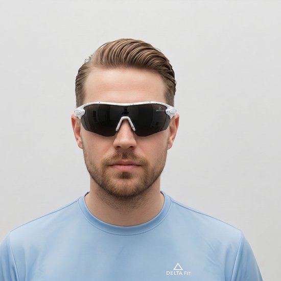 Delta Fit Hardloop Zonnebril - UV-bescherming - Wit met zwarte Glazen - Inclusief Case van Delta — afbeelding 5