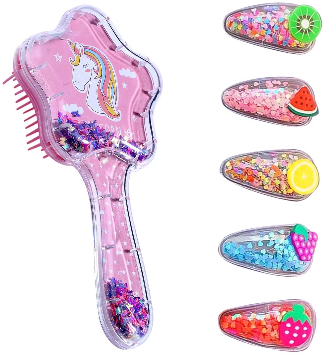 Dailygoods - Stervormige Haarkam met 5 Cartoon Haarspelden in Roze