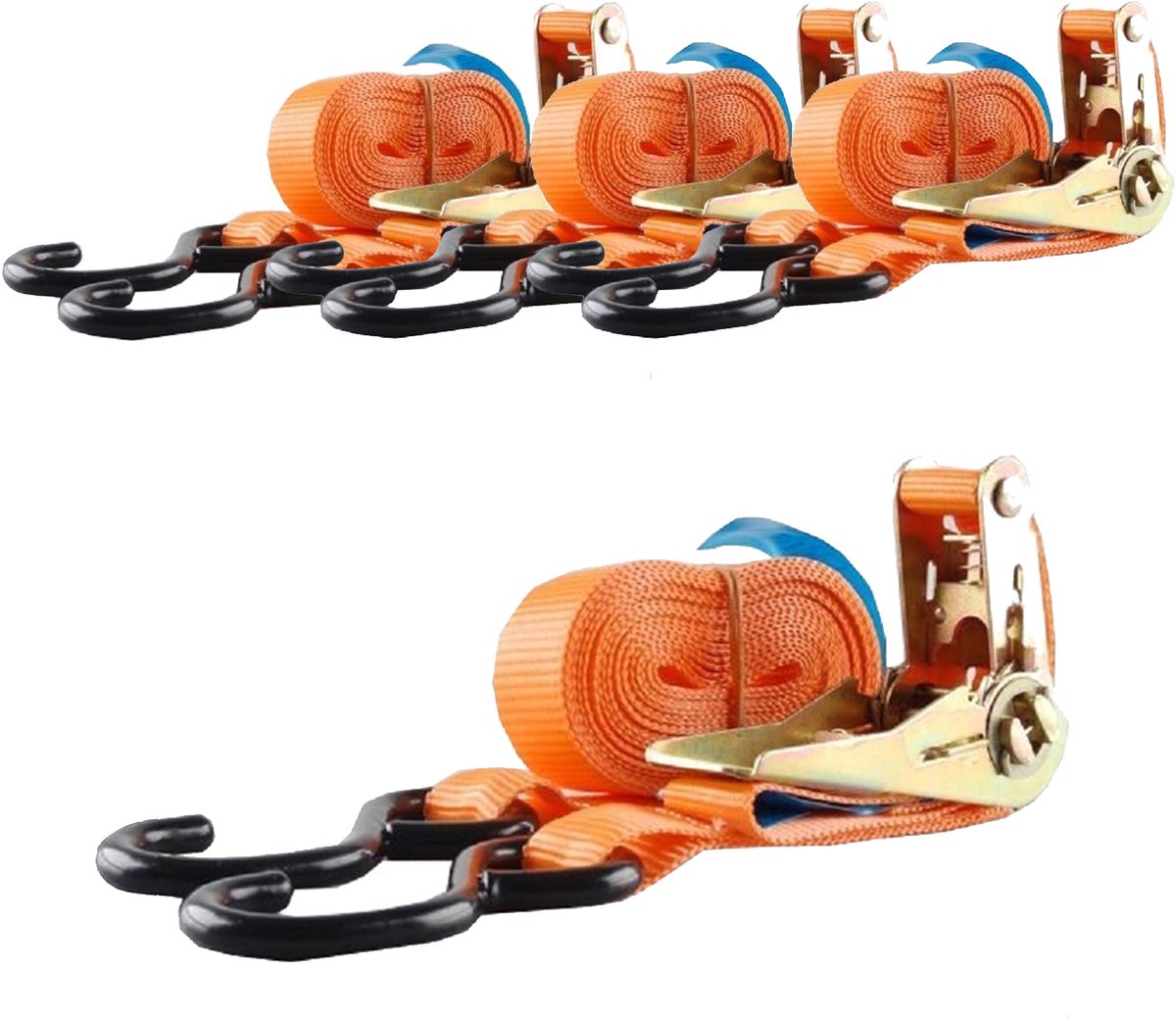4x Ratelspanband 5m 800kg 0,8t 0,8to ORANJE 2st