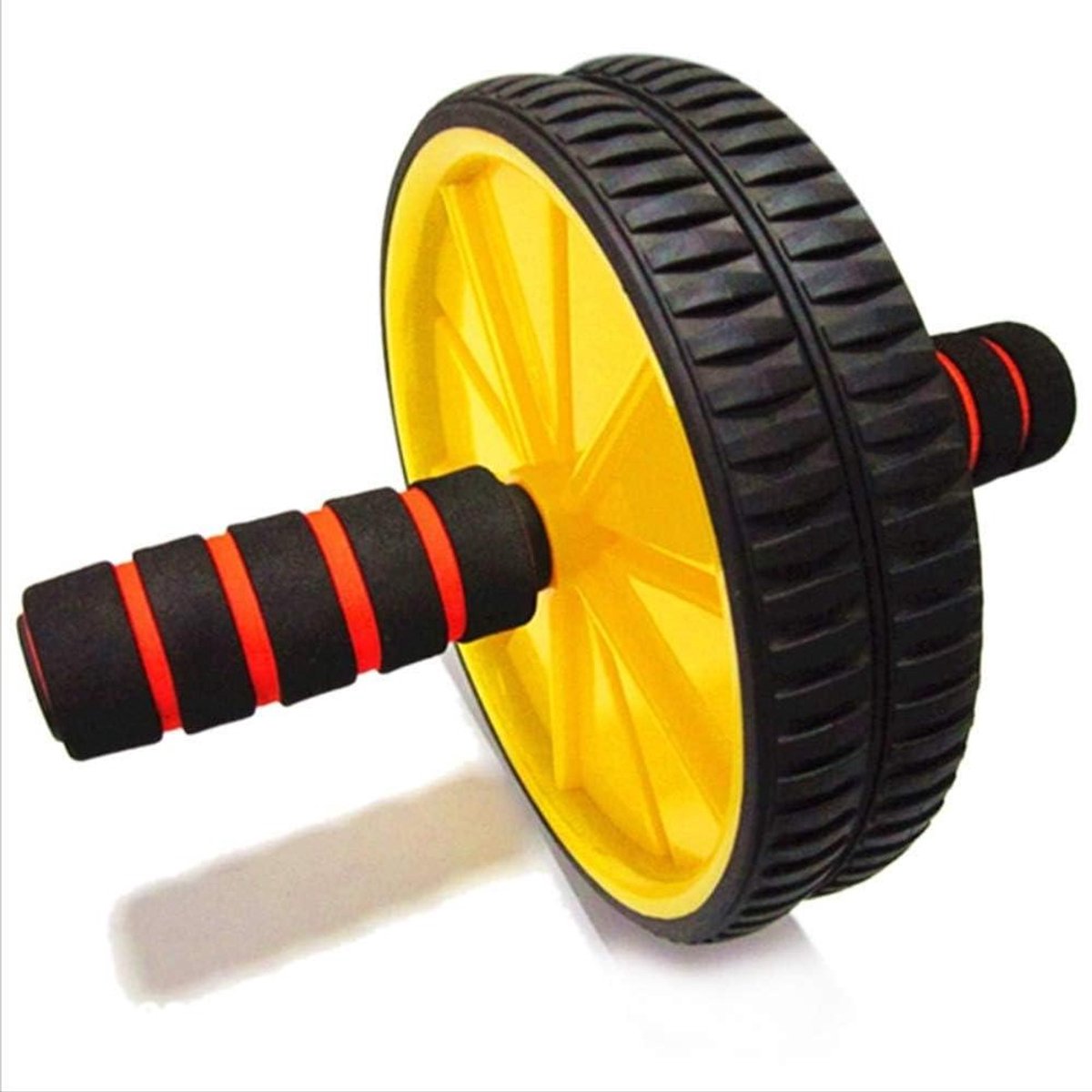 Abdominaal Wiel - Buikspier Wiel - Buikspieren Trainen - Dubbel Wiel Ontwerp - One Size - Geel