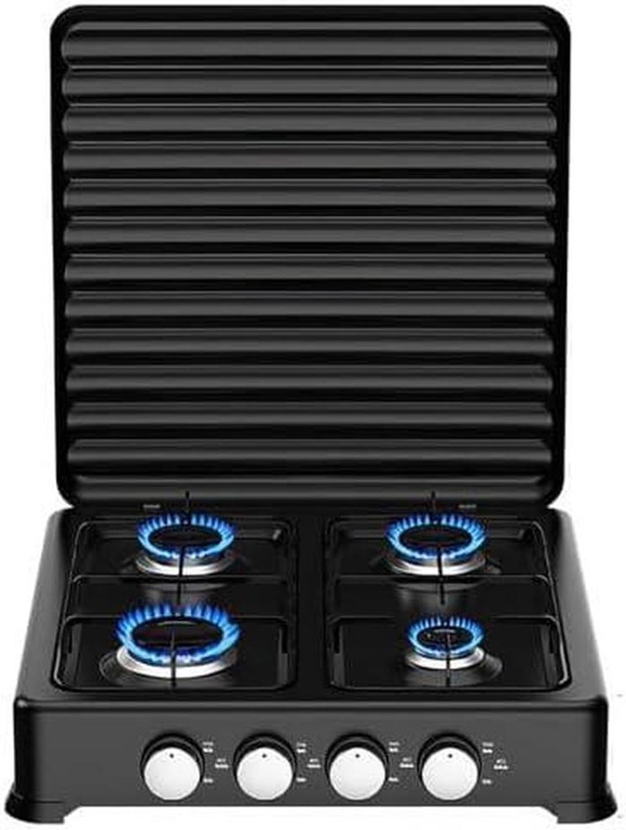 Draagbaar Gasfornuis - Camping Kookplaat - Buiten Koken - Automatische Ontsteking - 4-pits - Roestvrij Staal