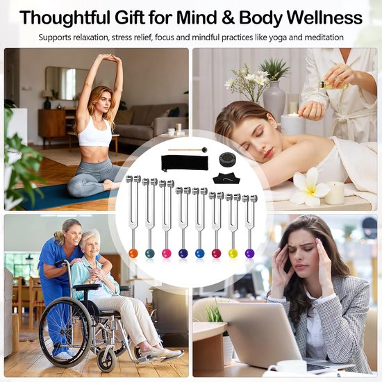 Solfeggio Stemvork Set - Chakra Stemvorken - Ontspanning en Balans - 8-Delige Set - Aluminium Legering - Zilverkleurig van Solfeggio. — afbeelding 3