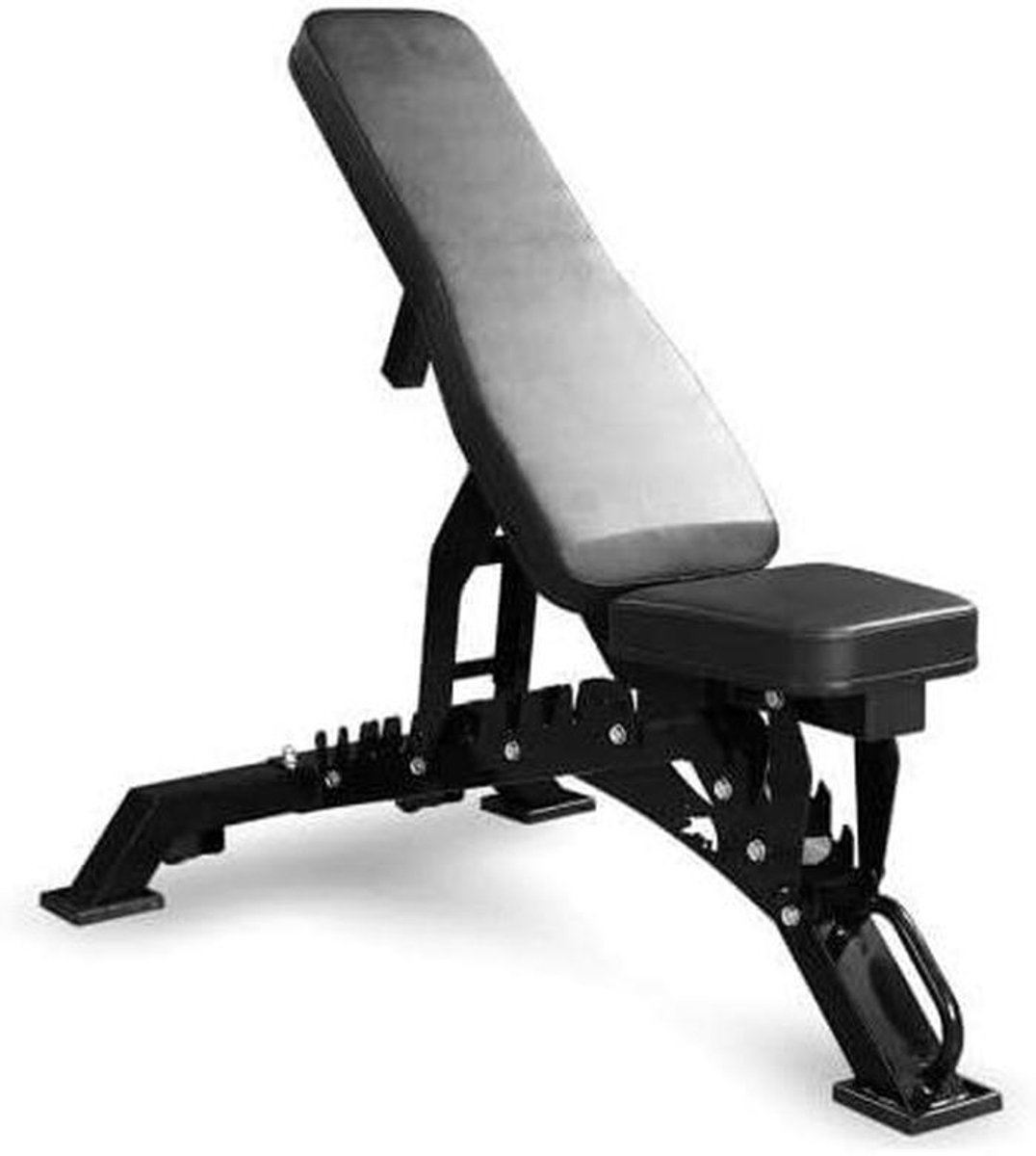 Halterbank Kantelbaar - Verstelbare Fitnessbank - Krachtraining Thuis - Robuuste Stalen Constructie - 121x74x46 cm - Zwart