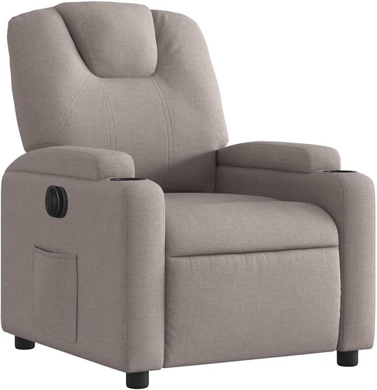 Elektrische relaxstoel met ligfunctie | stof (100% polyester), taupe, 74 x 88 x 97 cm (zitting) / 74 x 144 x 78,5 cm (liggen) | tot 110 kg, voor volwassenen — afbeelding 4