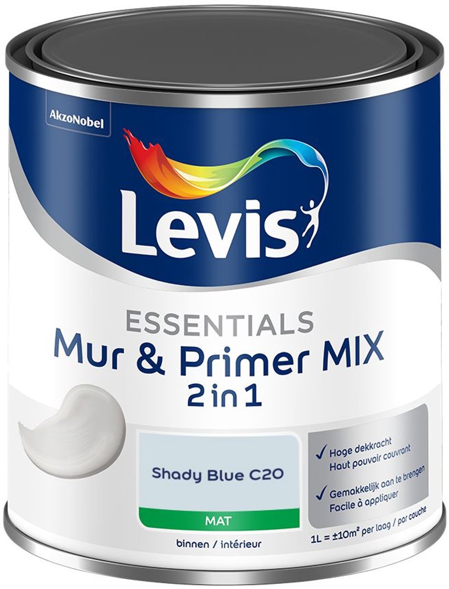 Levis - Essentials Mur & Primer Mix - Shady Blue C20 - Mengverf - 1 L