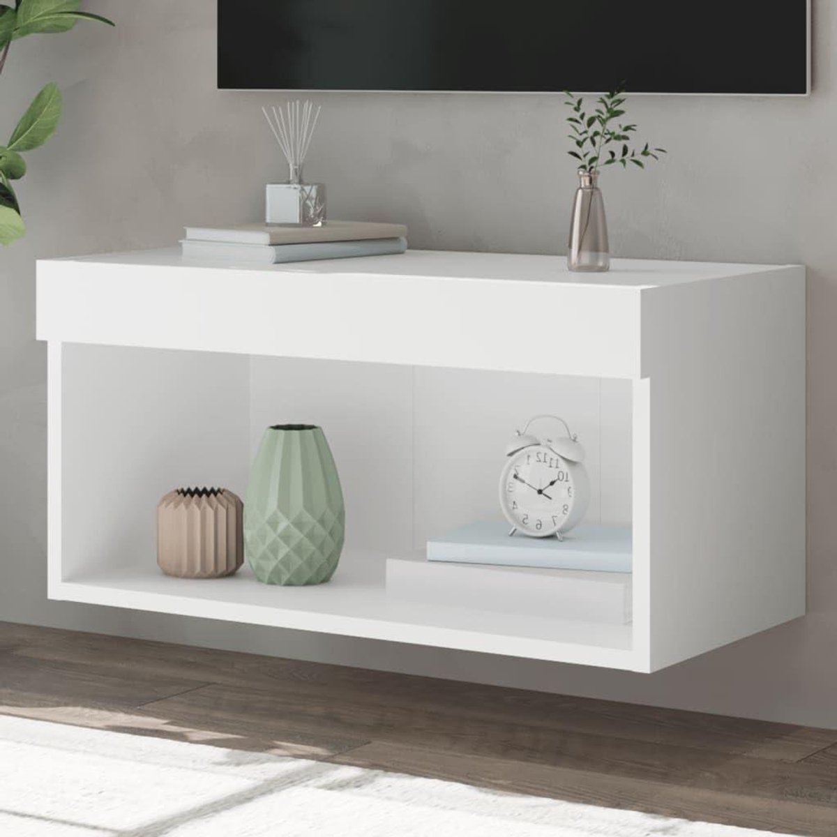 TV-kast - Mediameubel - Entertainment centrum - Met LED verlichting - 60x30x30 cm - Wit