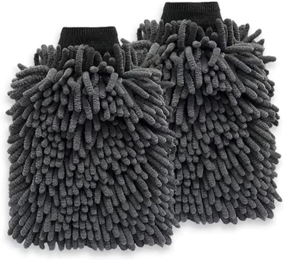 Chenille Washandschoen - Microvezel Handschoen - Auto Reinigen - Dubbelzijdig - 2 Stuks - Grijs