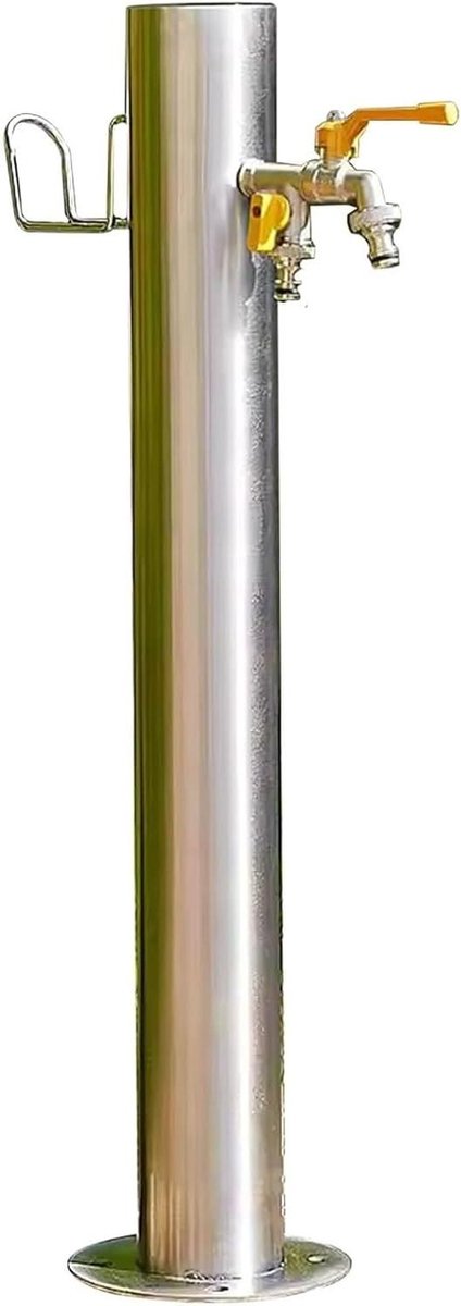 Waterkolom Buiten - Buiten Kraan - Tuin Besproeien - Dubbele Uitloop - 86x5 cm - Zilver