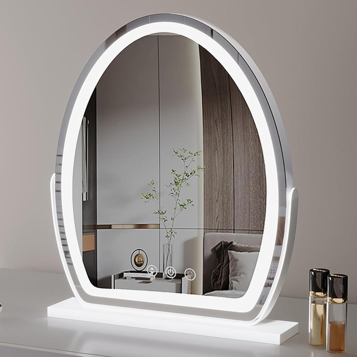 Draaibare Spiegel - Kaptafel Spiegel - Make-up Aanbrengen - 360 Graden Rotatie - 30x40cm - Wit