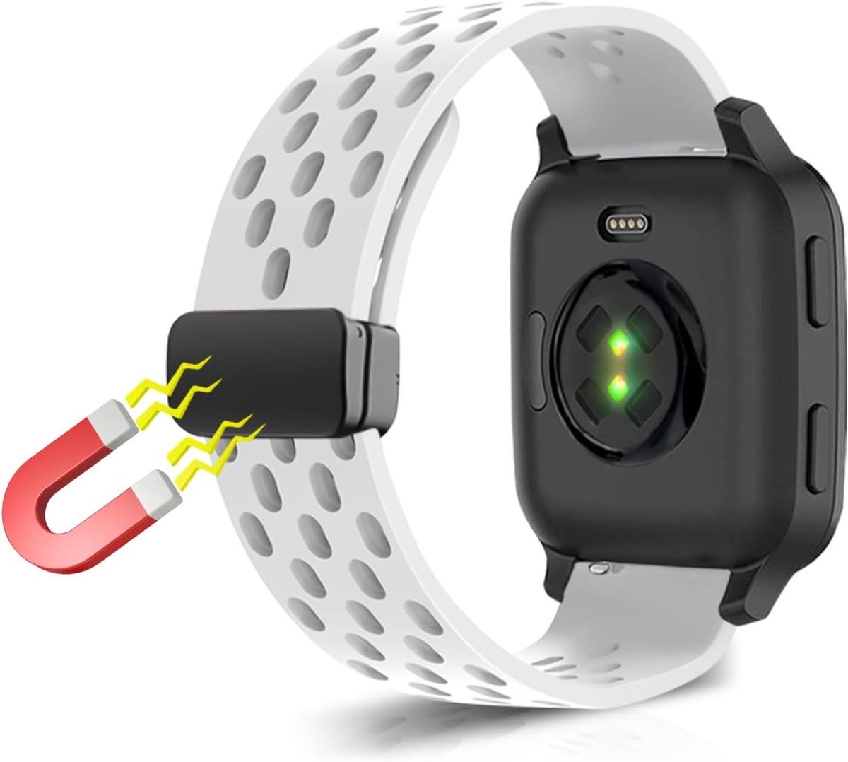 Magnetische Armband - Siliconen Band - Sport Activiteiten - Eenvoudige Sluiting - 20 mm - Wit