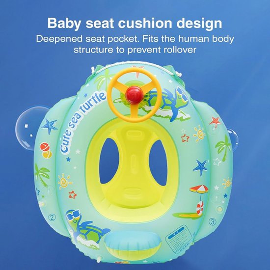 Baby zwemband - Opblaasbaar badzitje - Leren zwemmen - Met zonnedak - 70 x 70 cm - Multicolor — afbeelding 4