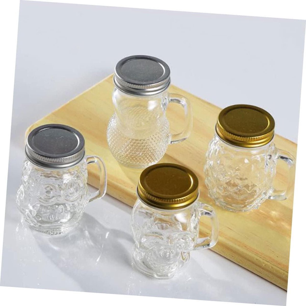 Glazen Dessertbekers - Opslagpotjes - Desserts Serveren - Set van 4 - 7x7x8cm - Doorzichtig
