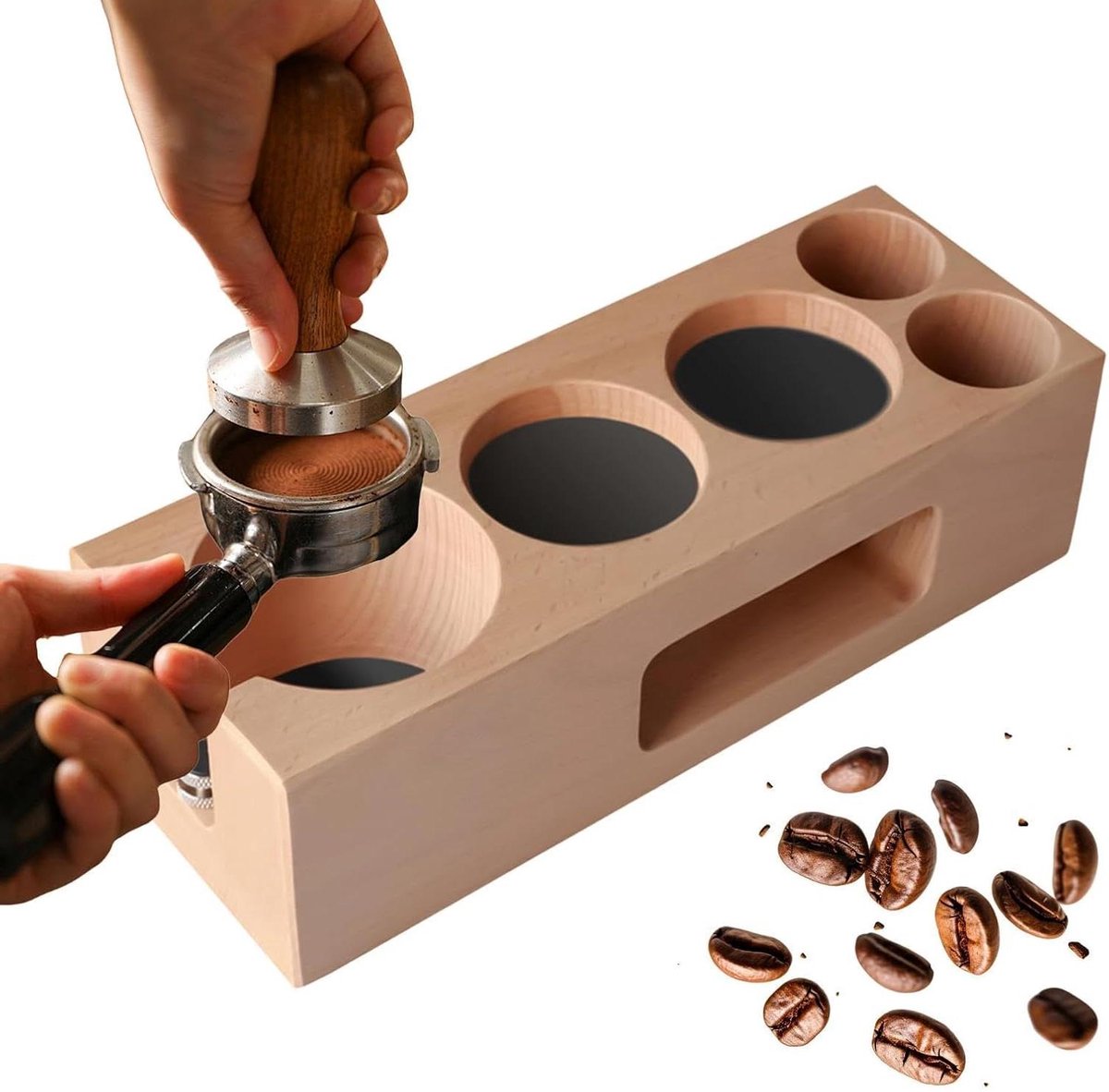 Tamping Station - Koffie Organizer - Espresso Bereiding - Houten Constructie - 26 cm Lengte - Veelkleurig