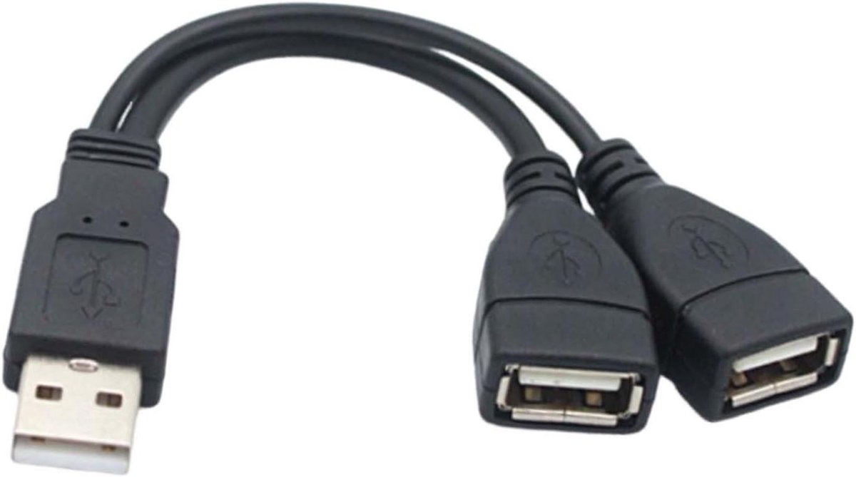 USB Verlengkabel - Y Splitter - Apparaten Aansluiten - Twee Poorten - 0.3 Meter - Meerkleurig