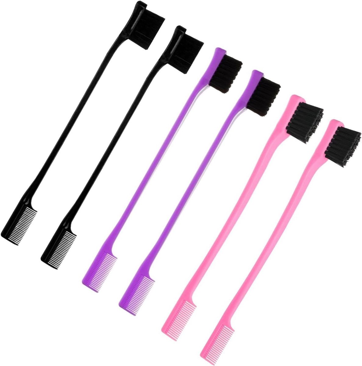 Haarlijnborstel Set - Stylingtools Dubbelzijdig - Netjes Haar Stylen - Dubbelzijdig Ontwerp - 6 Stuks - Zwart