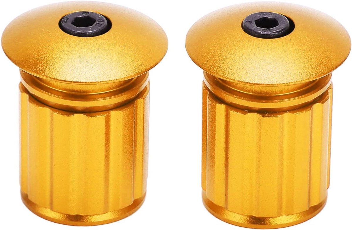 Fietsstuur Eindpluggen - Stuurdop Set - Fiets Rit - Aluminium Legering - 18-20 mm - Goud