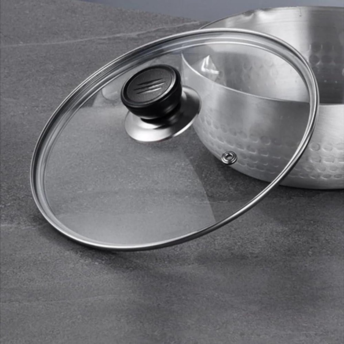 Pan Deksel - Koekenpan Cover - Koken Zonder Kijken - Met Stoomopening - Diameter 30cm - Zilver
